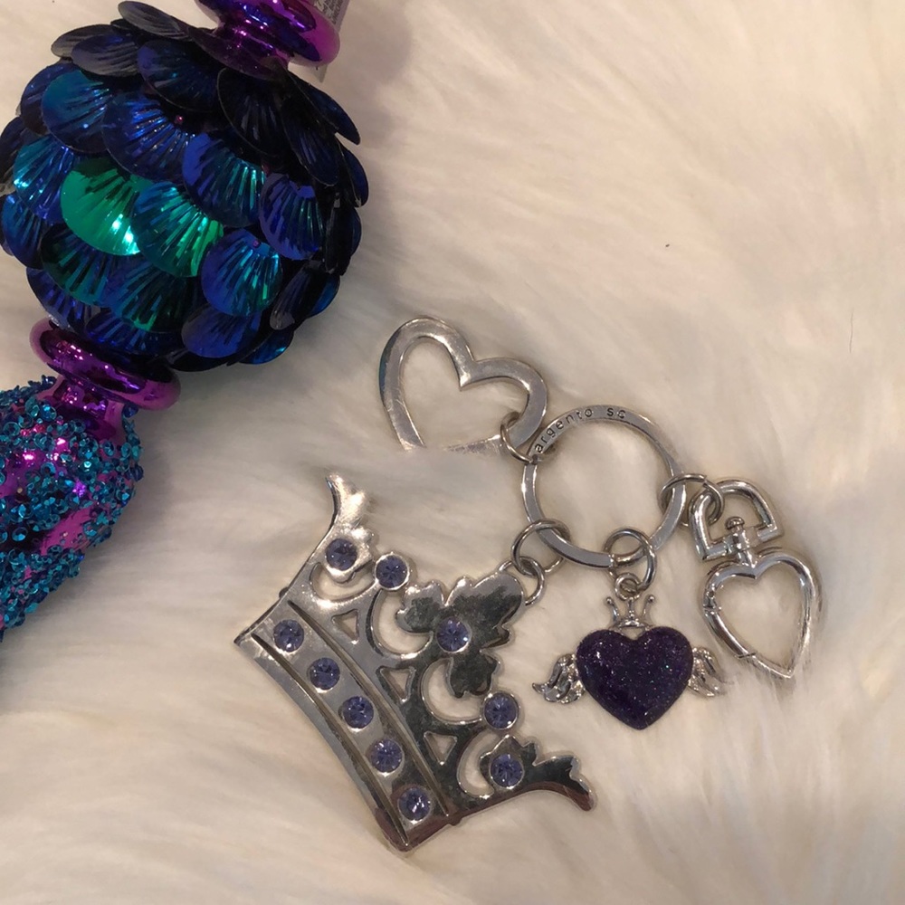 Argento SC Purple Swarovski Element Crown Keyring